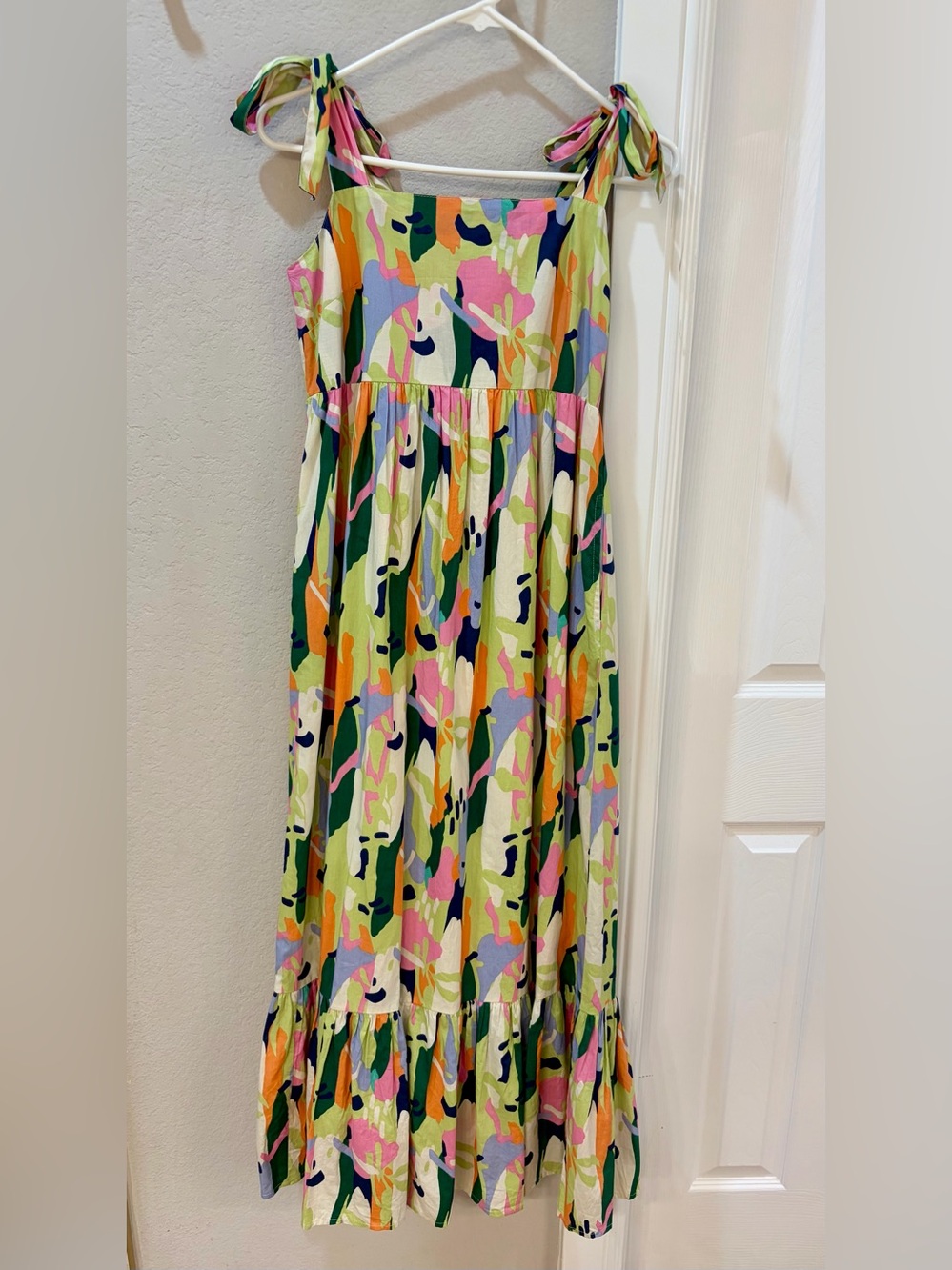 THML Floral Print Maxi Dress with Pockets and Tie Straps